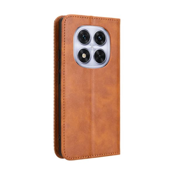 Redmi Note 14 Pro+ 5G - Magnetisk Spänne Retro Textur Läder fodral Brun