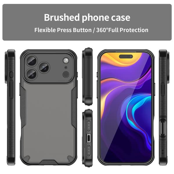iPhone 17 Pro Max Skal - Armor Glaze PC Hybrid TPU Svart