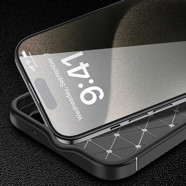 iPhone 16 Pro Max Skal Kolfibertextur - Stöttålig TPU Telefonfodral