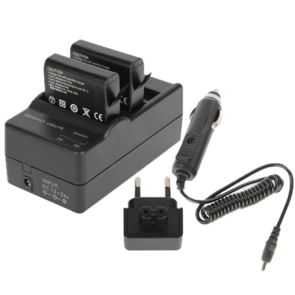 AHDBT-401 Digitalkamera Dubbel Batteriladdare + Billaddare + Adapter för GoPro HERO4