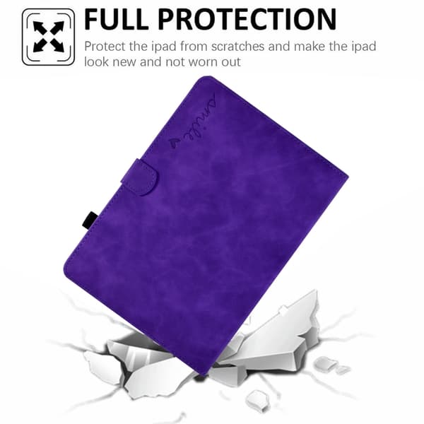 iPad Pro 11 2024 Skal - Embossad Smile Smart Läderfodral Purpur