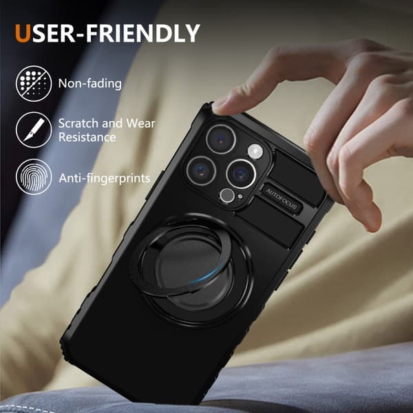 iPhone 16 Pro Max Rotating Magnetisk Hållare Skal Svart