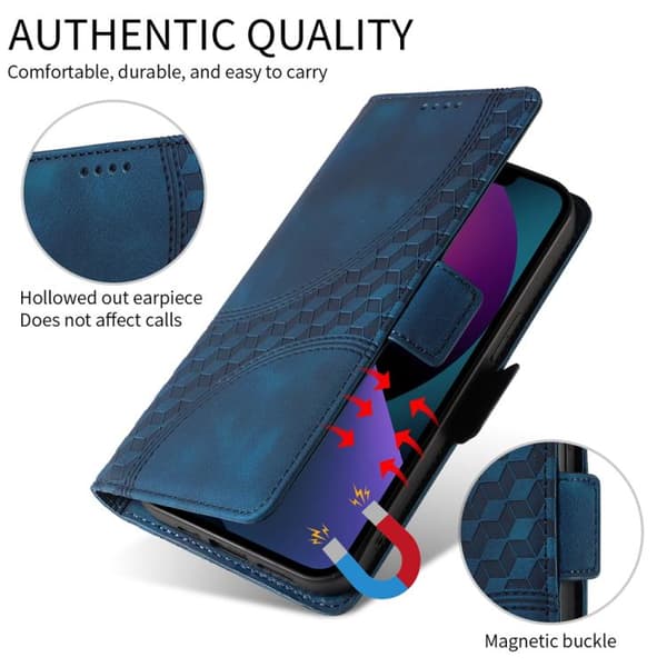 Redmi K80 - Prägad Rhombus Stjärnig Läderfodral Blå