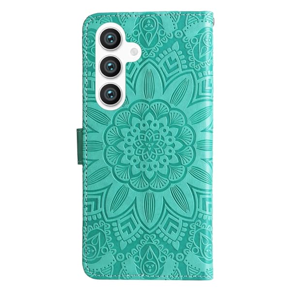 Samsung Galaxy S24+ Skal i Prägad Solros Läder Grön