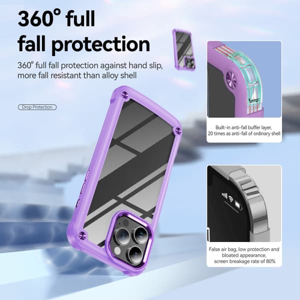 iPhone 16 Pro TPU + PC Linsskydd Skal Purpur