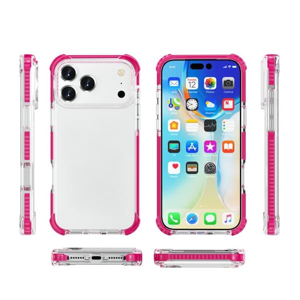 iPhone 18 Pro Max / iPhone 17 Pro Max Skal - TPU Hybrid Akryl med Fyrhörnsskydd Rosa