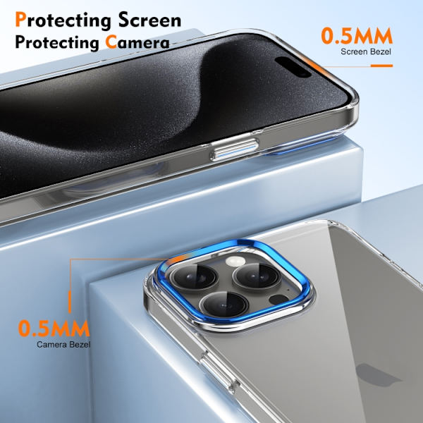 iPhone 16 Pro Skal HD Transparent PC med Full Coverage Blå