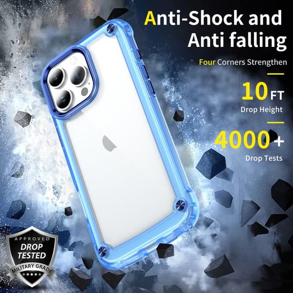 iPhone 16 Pro Skal TPU + PC - Skyddande och Slitstark Mobilskal Transparent blå