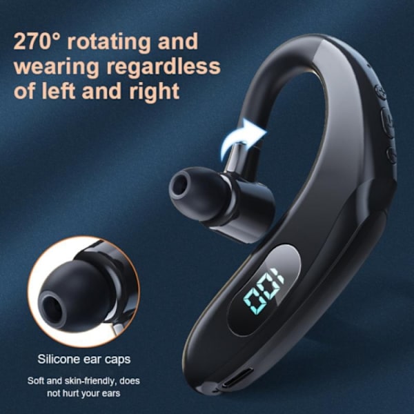 Q20 Bluetooth 5.2 Business Digital Display Sports Earhook Stereo Hörlurar Gul