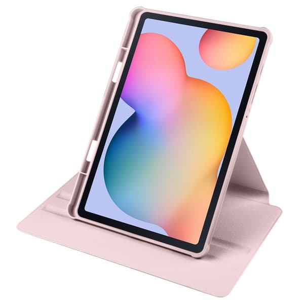 Samsung Galaxy Tab S6 Lite P610 360° Rotationsskydd i Läder Sandrosa