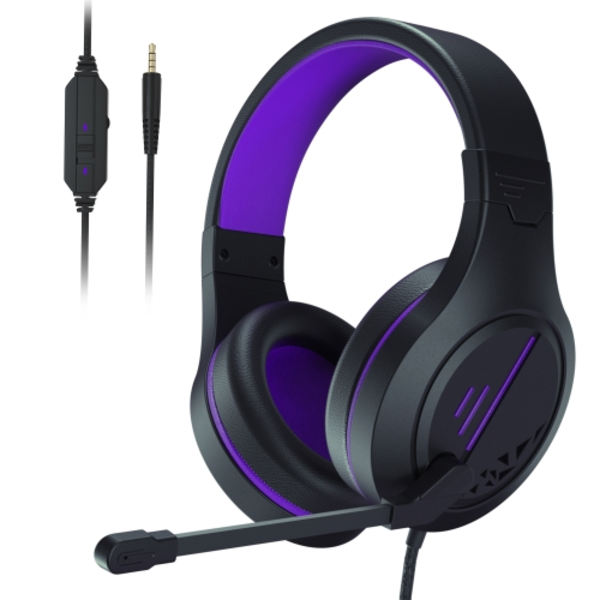 SADES MH601 3,5 mm plugg trådbunden brusreducerande E-sports spelheadset med infällbar mikrofon Lila