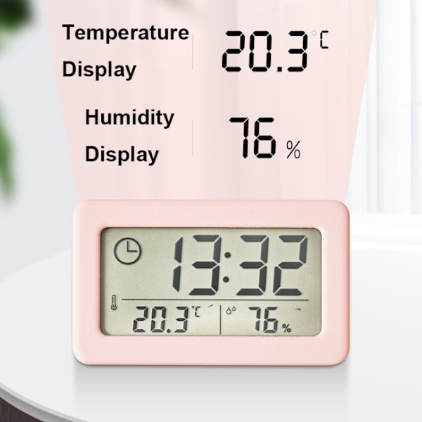 YD005 Mini Lätt och tunn LCD-skärm Temperatur/Fuktighetsmätare Elektronisk klocka (Grön)