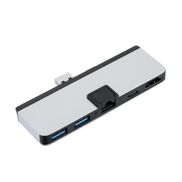 T0409 Multifunktionell USB 3.0 Hub Dockningsstation med Nätverksport för Microsoft Surface Pro 7