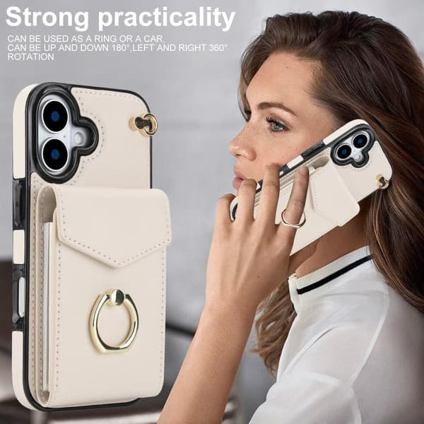 iPhone 17 Skal med Ringhållare och RFID-kortfack Beige