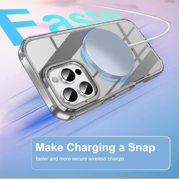 iPhone 16 Pro Max Färgglad MagSafe Magnetisk PC Hybrid TPU Skal Grå