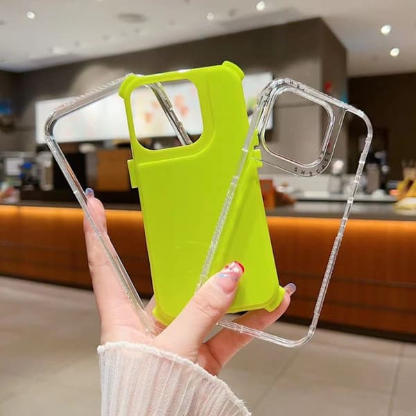 iPhone 16 Pro Skal 3 1 Solid Färg Transparent Ram PC + TPU Orange