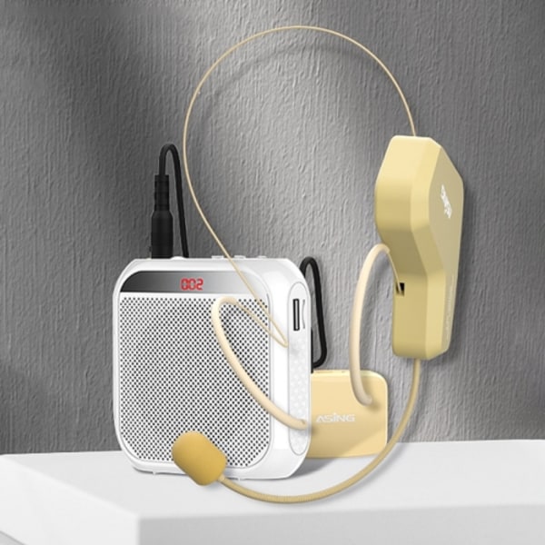 ASiNG WM03 2.4G Trådlös Mikrofon Headset Mikrofon Bluetooth Högtalare Kit (Vit)