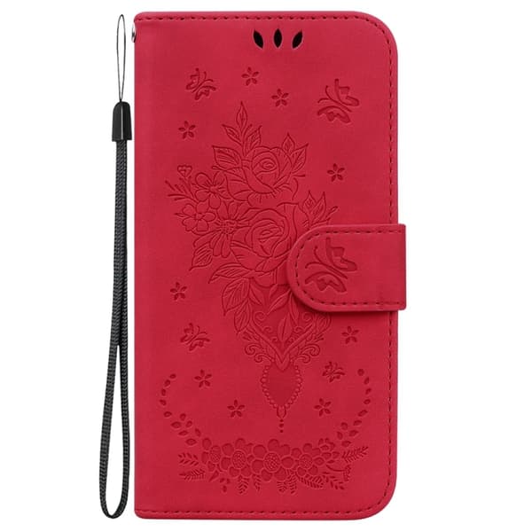 Redmi Note 14 Pro / Note 14 Pro+ 5G - Fjäderros Prägling Läderfodral Röd