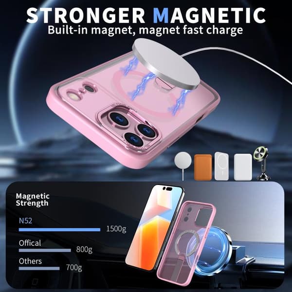 iPhone 18 Pro / iPhone 17 Pro Star Shine Series TPU + PC MagSafe Skal med Fällhållare Rosa