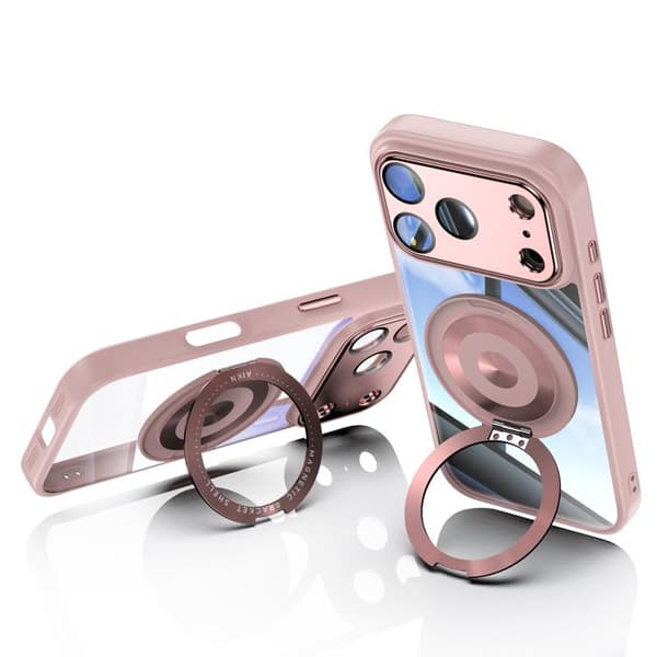 iPhone 18 Pro Max / iPhone 17 Pro Max 360 Hållare Magsafe Akryl Hybrid TPU Skal Rosa