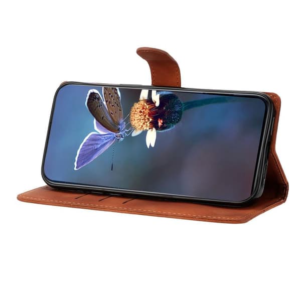 iPhone 18 Pro Max / iPhone 17 Pro Max Skal med Embossed PU och Körsbärsblomma Fjärilsmönster Brun