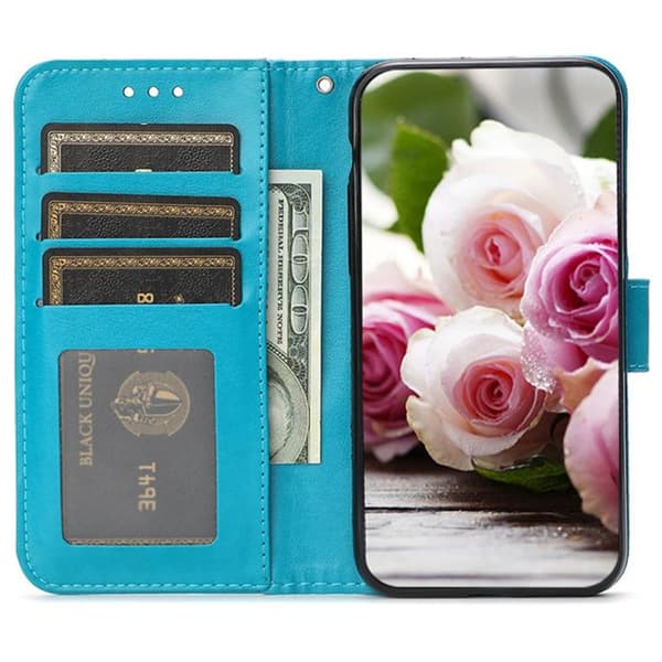 Redmi Note 14 Pro+ 5G - Rose Butterfly Prägad Läder fodral Blå