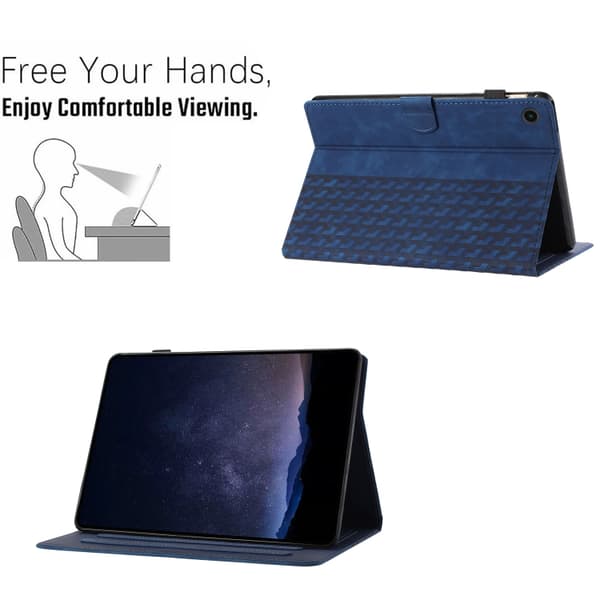 Samsung Galaxy Tab A9 / A11 Prägla Läderfodral för Surfplatta Blå