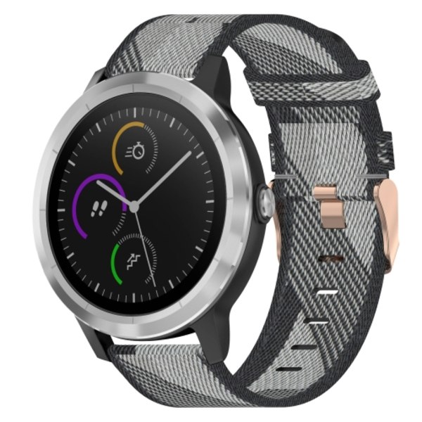 För Garmin Vivoactive 3 20mm Nylon Woven Watch Band Grey