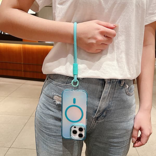 iPhone 16 Pro Max Skal med Handledsrem - Bright Shadow MagSafe Färgförändring Rosa