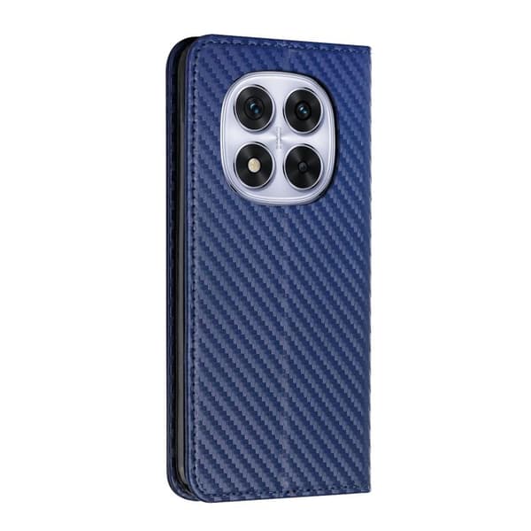 Redmi Note 14 Pro 4G - Magnetisk Flip Läderfodral med Kolfibertextur Blå