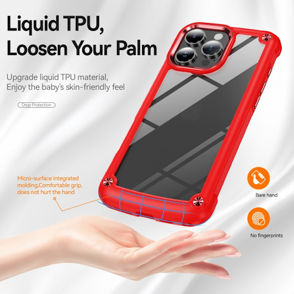 iPhone 16 Pro TPU + PC Linsskydd Skal Röd