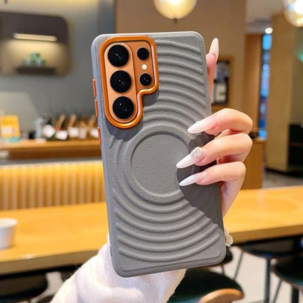Samsung Galaxy S26+ / S26 Plus 5G Skal Fodral med Armor Wave Textur Magnetisk Stötsäker Design Grå