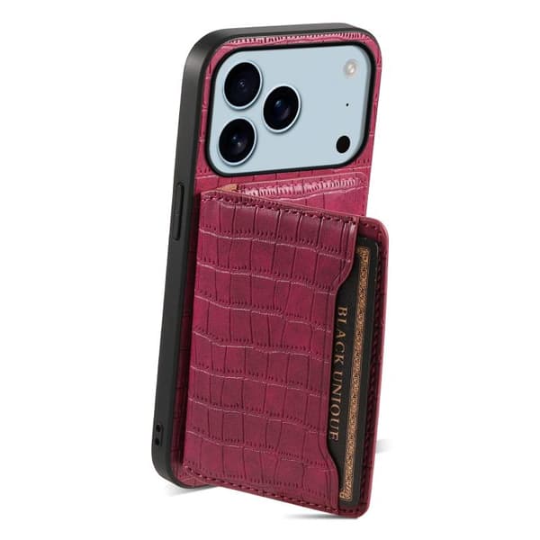 iPhone 17 Pro Skal med Krokodiltextur och Fullt Skyddande Design Röd