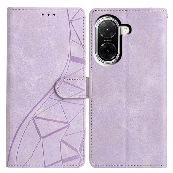 Redmi A5 4G - Triangulär Prägling Läderfodral Purpur