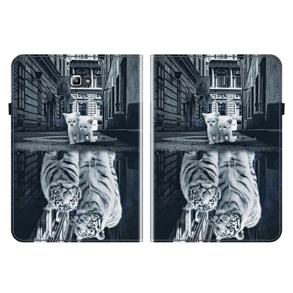 Samsung Galaxy Tab S5e T720 Läderfodral med Kristalltextur Kattreflektion Tiger