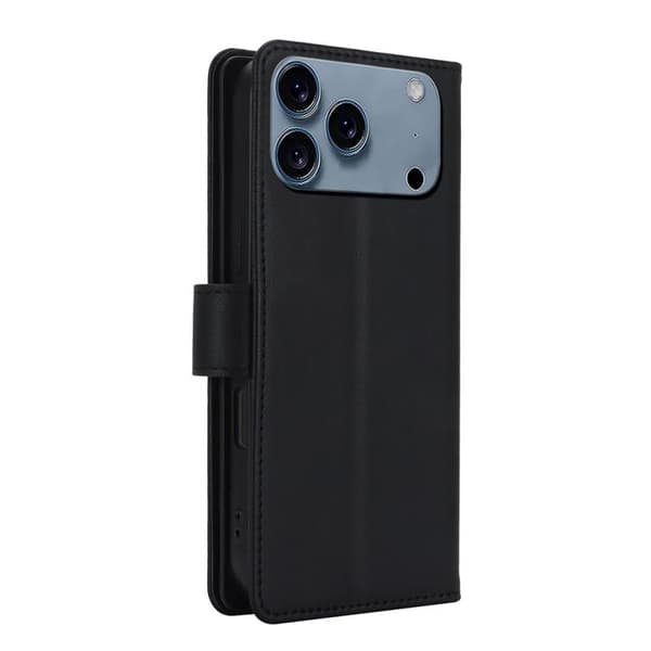 iPhone 18 Pro Max / iPhone 17 Pro Max Skal läderfodral med RFID och flera kortfack Svart
