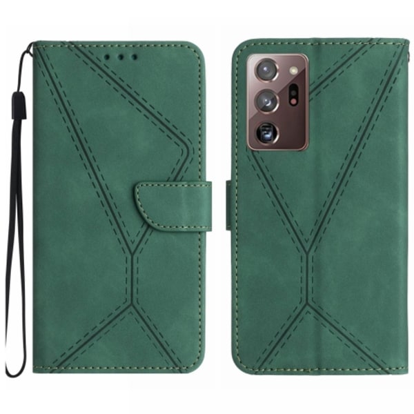 Samsung Galaxy Note20 Ultra Skal i Stitchat Prägling Läder Grön