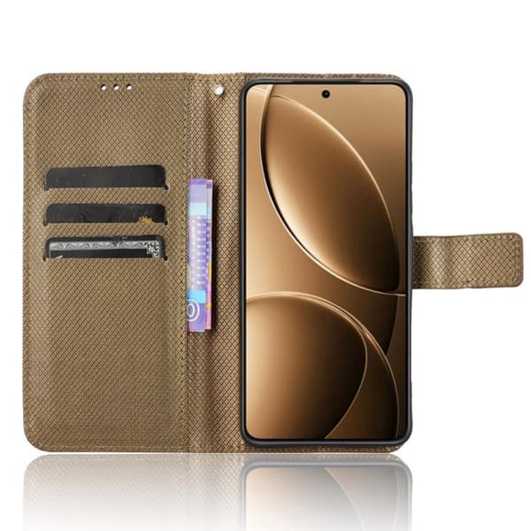 Redmi K80 / K80 Pro - Diamanttexturerat Läderfodral Brun