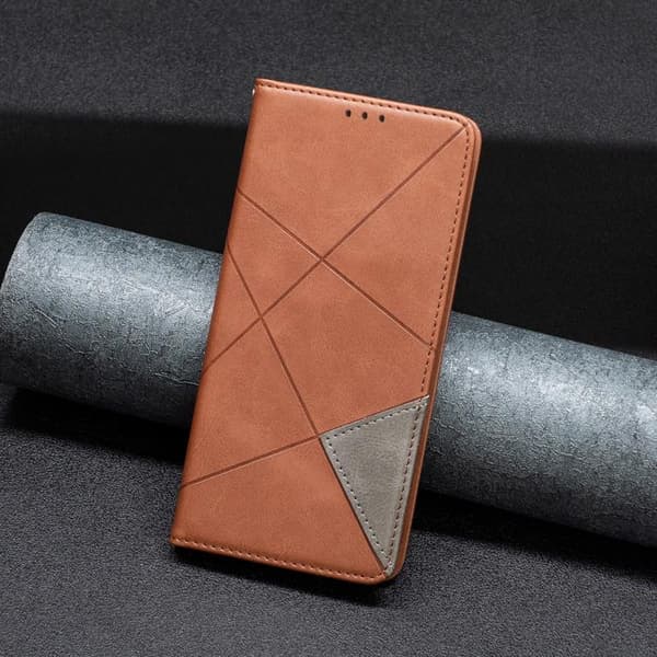 Redmi Note 14 Pro 4G - Magnetiskt Läderfodral med Rhombus Textur Brun