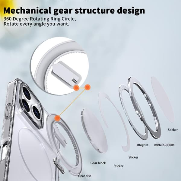 iPhone 18 Pro Max / iPhone 17 Pro Max 360-graders roterande MagSafe magnetisk skal Transparent