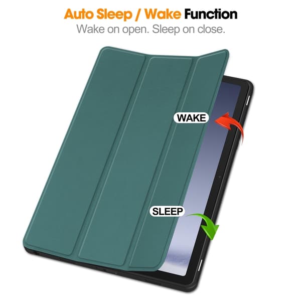 Samsung Galaxy Tab A9+ / A11+ 3-Fold TPU Smart Leather Case Mörkgrön