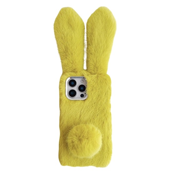 iPhone 16 Pro Max Solid Color Plush Rabbit TPU Skal Ljusgrön