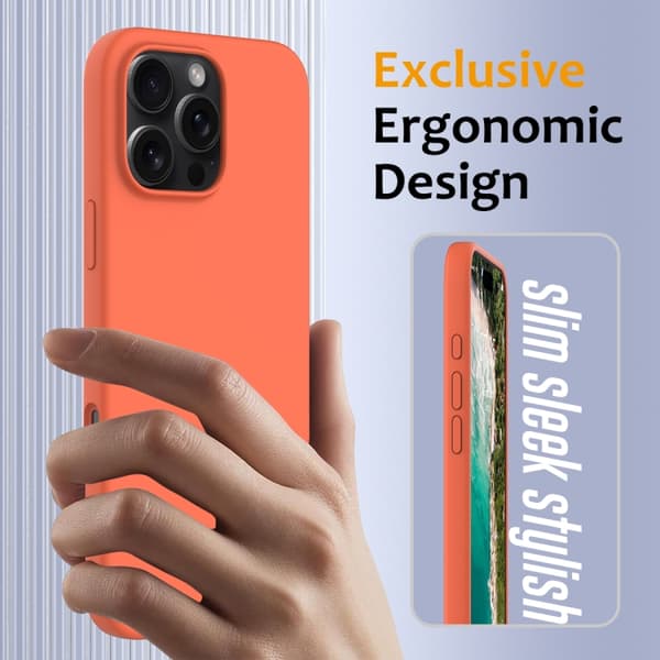 iPhone 16 Pro Max Shockproof Silikon Magsafe Skal Guldorange