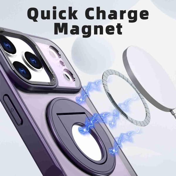iPhone 18 Pro Max / iPhone 17 Pro Max Skal med roterande ring och magnetisk hållare Purpur