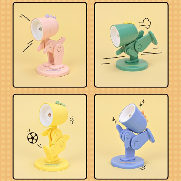 Mini bordslampa skrivbord DIY prydnader hopfällbar nattlampa (Dinosaurie gul)