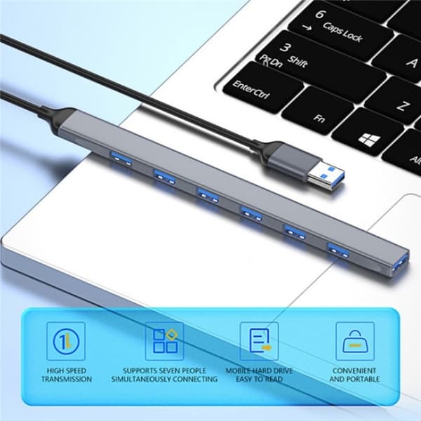 ADS-303A 7-Port USB Hub - USB 3.0 & 2.0 Expansion Dock för Snabb Dataöverföring