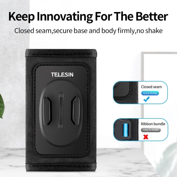 TELESIN Ryggsäck Axelrem Fäste Mount för GoPro Hero / Insta360 / SJCAM / DJI Action Tillbehör, Spec: Endast Remfäste