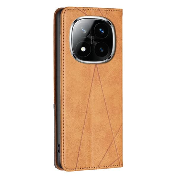 Redmi Note 14 Pro 4G - Magnetiskt Läderfodral med Rhombus Textur Gul