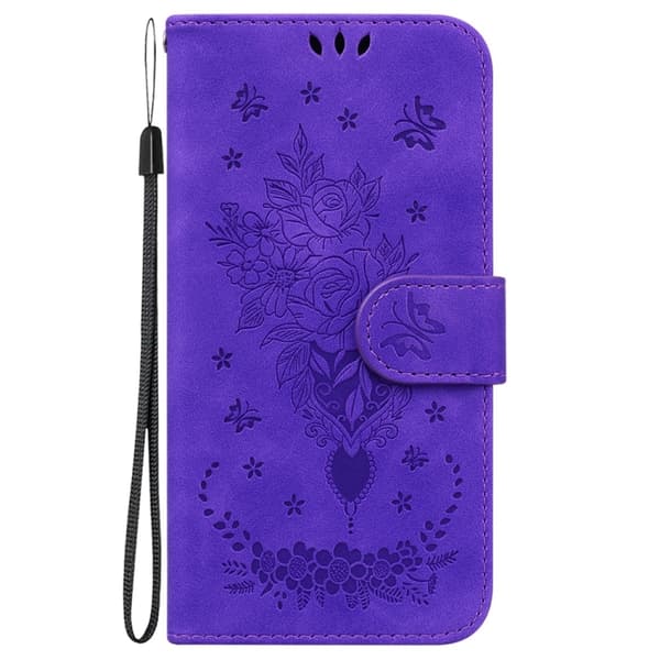 Redmi Note 14 Pro / Note 14 Pro+ 5G - Fjäderros Prägling Läderfodral Purpur