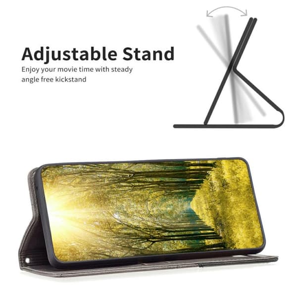 iPhone 18 Pro / iPhone 17 Pro Rhombus Textur Magnetiskt Skal Läderfodral Grå